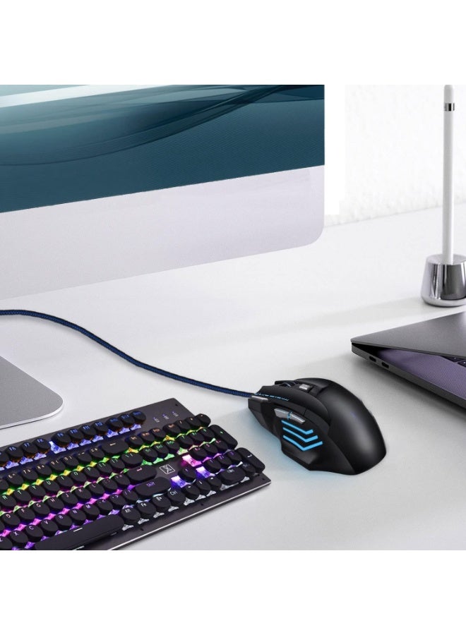 Gaming Mouse - Wired USB Optical Mouse with 3200 DPI, Ergonomic RGB Backlit, 7 Buttons for PC and Laptop