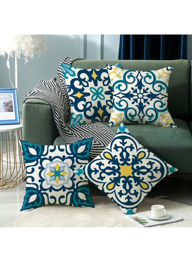 FASHION HOME مجموعة من 4 أغطية وسائد مزخرفة لغرف المعيشة والحديقة والديكور الخارجي - Image 1