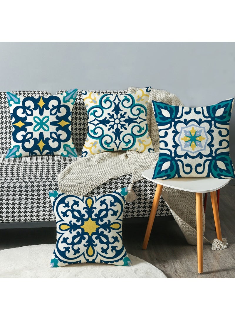 FASHION HOME مجموعة من 4 أغطية وسائد مزخرفة لغرف المعيشة والحديقة والديكور الخارجي - Image 2