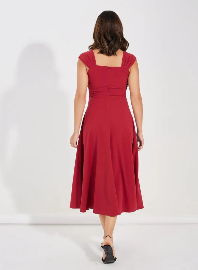 Take Two Wrap Front Detail Sleeveless Midi Dress by Styli