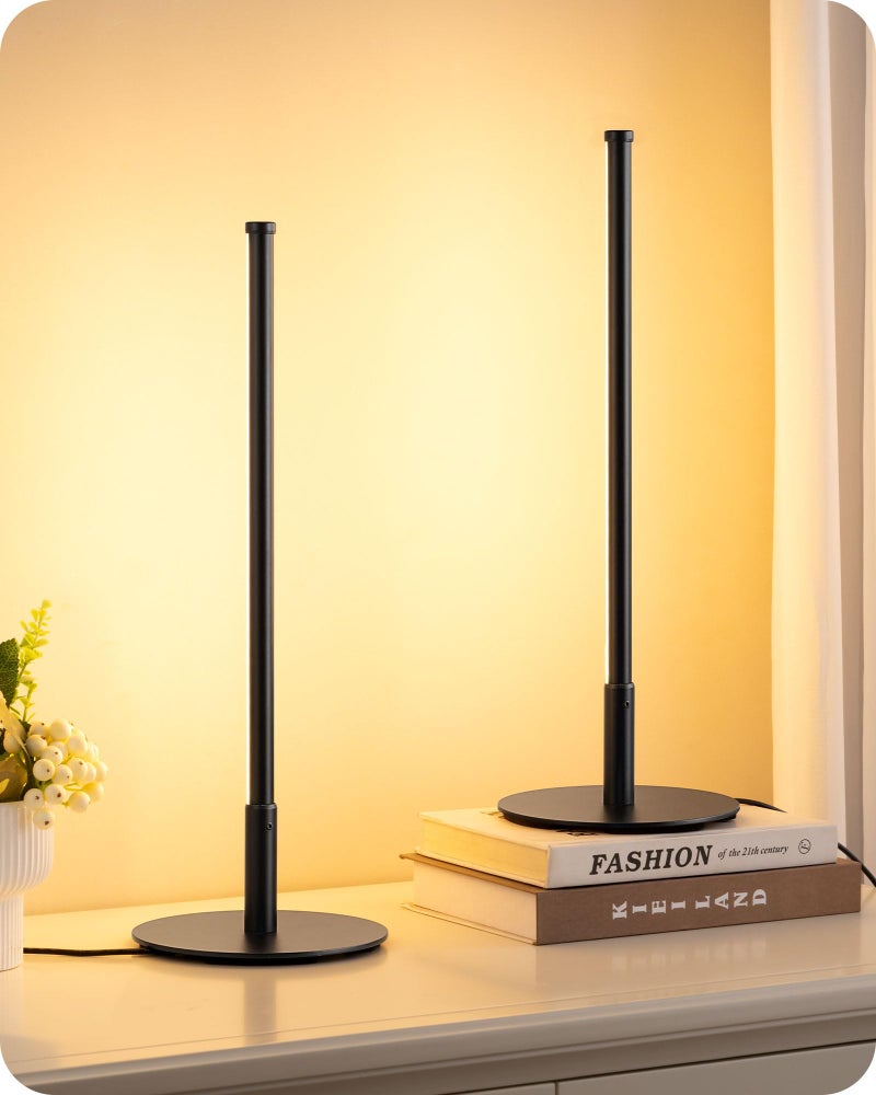 EDISHINE Upgraded LED Table Lamp Set of 2, Stepless Dimmable Bedside Lamps with Metal Finish & 3 Color Temperature, 6W Modern Desk Lamps, Black Nightstand Lamp for Bedroom, Living Room, Corner, Gift - Image 1