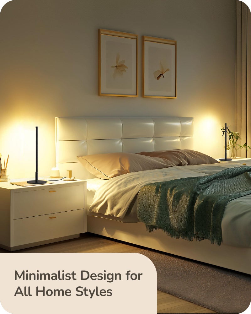 EDISHINE Upgraded LED Table Lamp Set of 2, Stepless Dimmable Bedside Lamps with Metal Finish & 3 Color Temperature, 6W Modern Desk Lamps, Black Nightstand Lamp for Bedroom, Living Room, Corner, Gift - Image 5