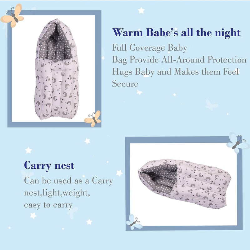Toddylon Baby Carry Bags 3 in 1 Bed | Wrapper | Newborn Boys Girls | Wearable Blankets | Cotton (0-6 Months) Grey, - Image 4