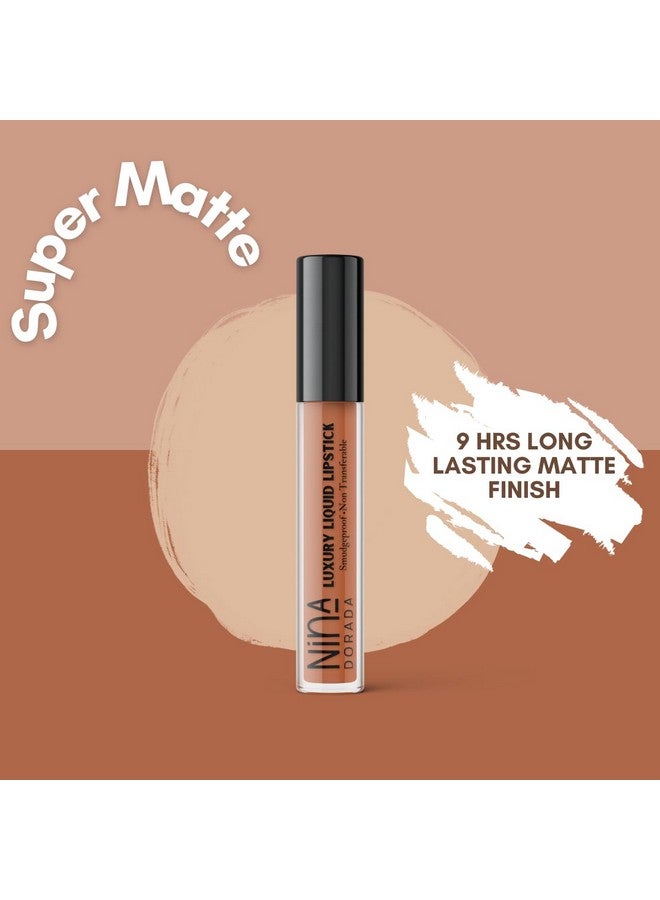 نينا دورادا أحمر شفاه سائل بني عارٍ غير لامع من Subtle Scorpio | يدوم طويلاً، مقاوم للماء | مقاوم للتلطخ بزبدة الشيا وزيت الجوجوبا | خالٍ من القسوة ونباتي - Image 4