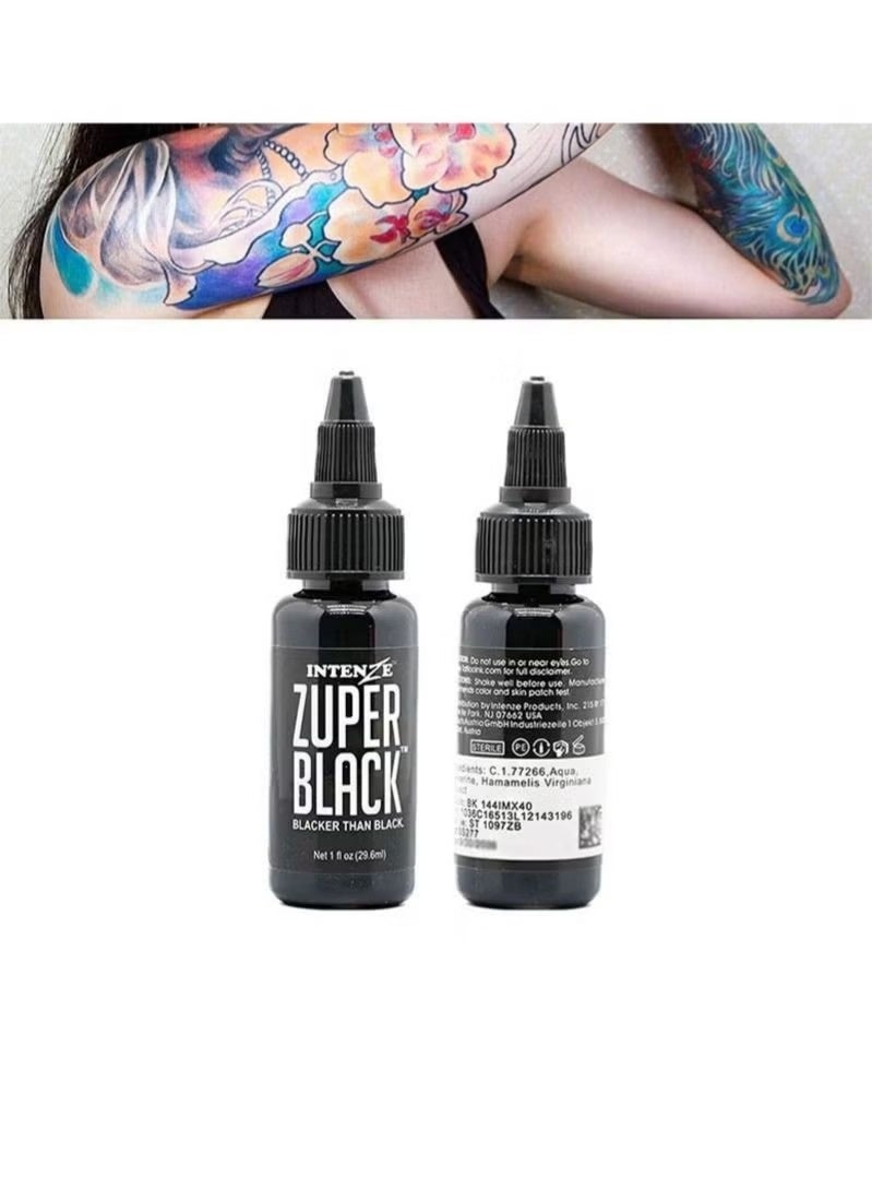 Intenze Tattoo Pigments, Professional Tattoo Inks, Skin Safe Permanent Tattoos, Vegan (Black 29.6ml) - Image 1