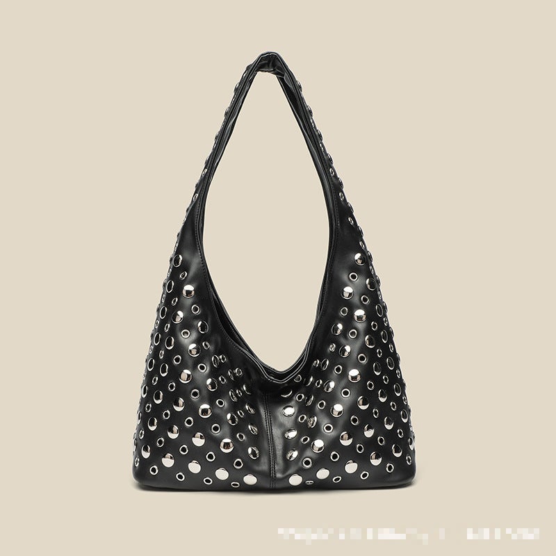 Women's Fashion Bucket Bag with Polka Dots and Studs - Image 1