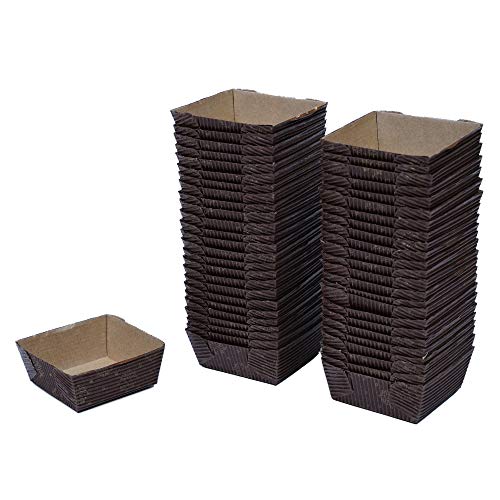 Esslly Paper Brownie Trays | Free-Standing & Non-Stick | Rustic Brown | 60g Capacity | Oven & Freezer Safe | Pack of 50 | Ideal for Baking & Stylish Presentation - Image 1