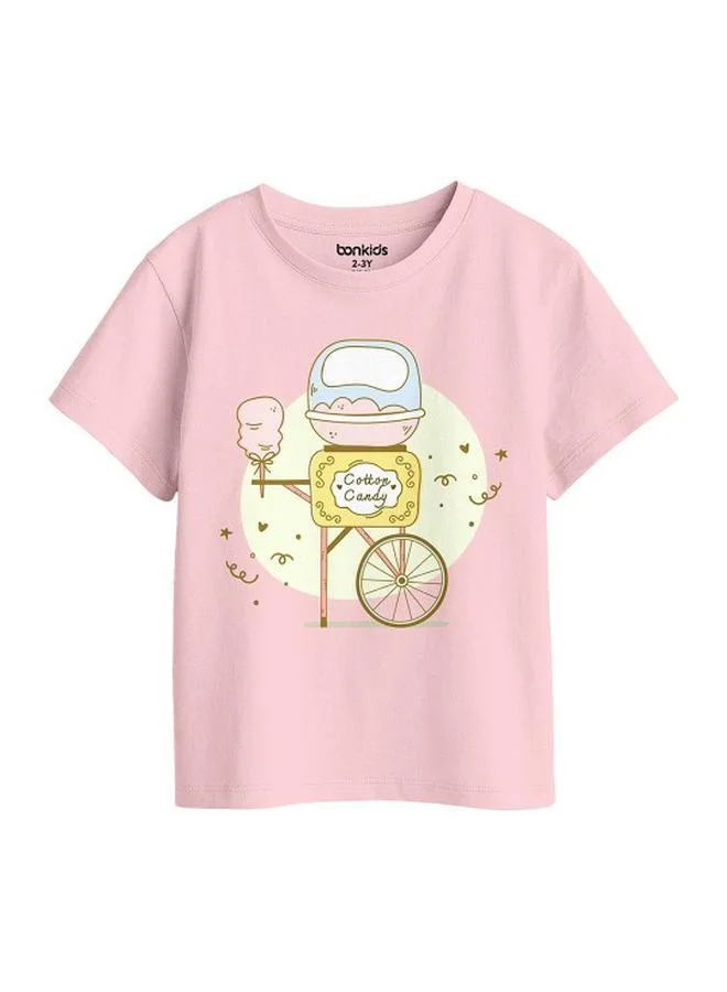 بون أورغانيك تيشيرتات قطنية مطبوعة للبنات - عبوة من  قطع