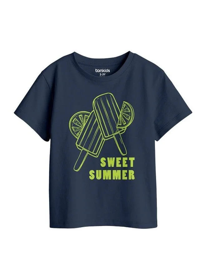 بون أورغانيك تيشيرتات قطنية مطبوعة للبنات - عبوة من  قطع