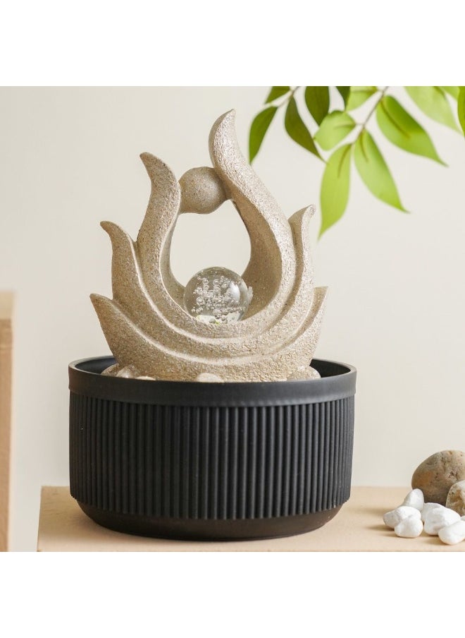 DANUBE HOME Danube Home Stalaca Modern Fountain With Rolling Ball & Yellow Light - 17X17X25 Cm Indoor Sandstone Water Features Home Decor Collection For Living Room, Balcony Decorative Home Accessories  - Image 1