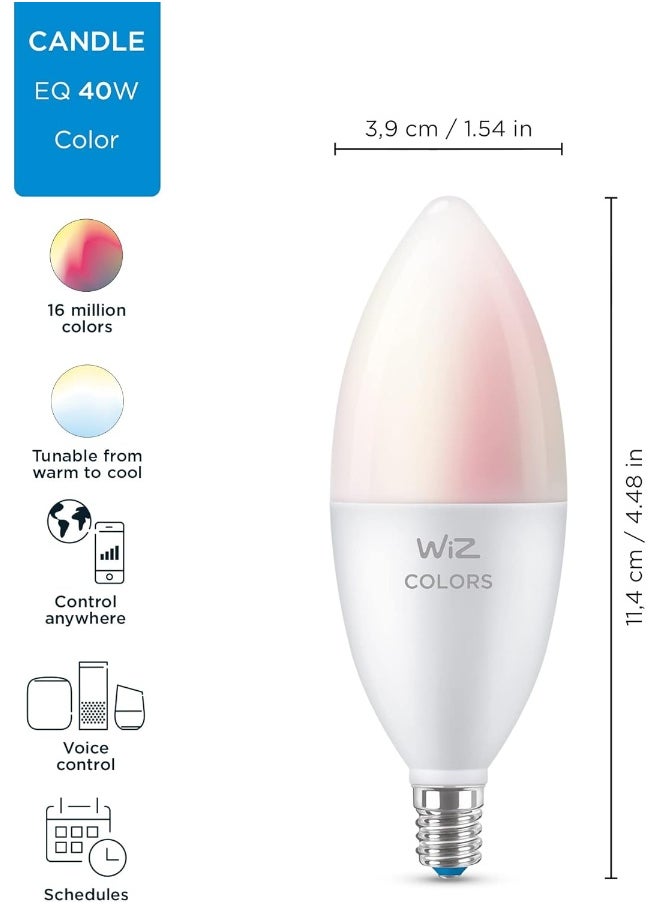 Philips - WiZ Connected Color 60W Candle B11 Smart WiFi LED Light Bulb, 16 Million Colors, Compatible with Alexa and Google Home Assistant, No Hub Required - Image 1