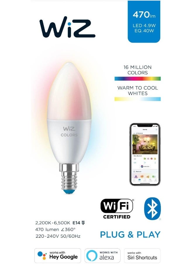 Philips - WiZ Connected Color 60W Candle B11 Smart WiFi LED Light Bulb, 16 Million Colors, Compatible with Alexa and Google Home Assistant, No Hub Required - Image 1