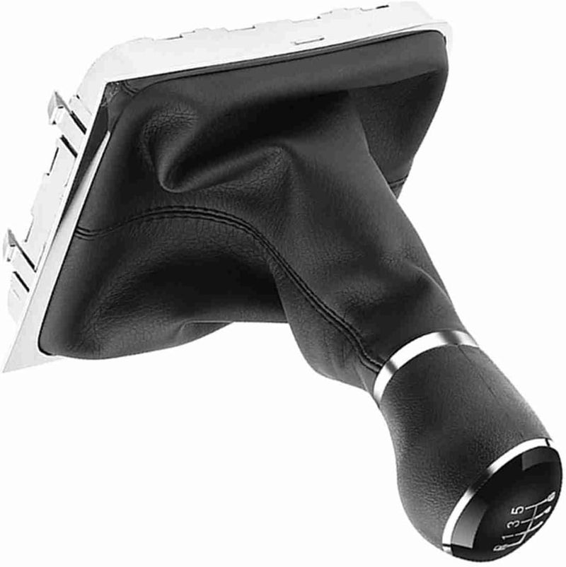 6 Speed Car Gear Shift Knob Gaiter Boot Frame Kit, Chrome - Edged Black Cap Shifter Knob with Synthetic Leather Gaiter, Direct Fit Replacement for B7 2011‑2012 - Image 3