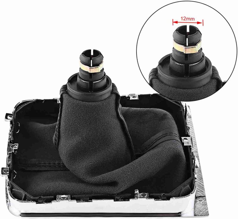 6 Speed Car Gear Shift Knob Gaiter Boot Frame Kit, Chrome - Edged Black Cap Shifter Knob with Synthetic Leather Gaiter, Direct Fit Replacement for B7 2011‑2012 - Image 4