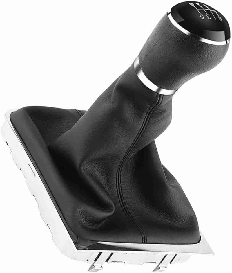 6 Speed Car Gear Shift Knob Gaiter Boot Frame Kit, Chrome - Edged Black Cap Shifter Knob with Synthetic Leather Gaiter, Direct Fit Replacement for B7 2011‑2012 - Image 5