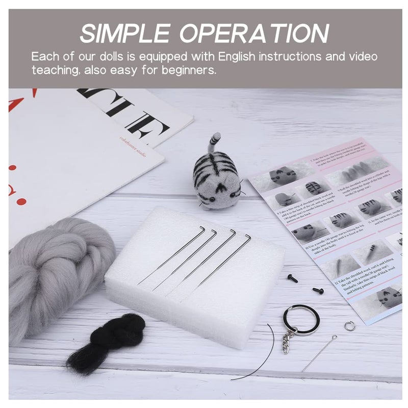 QMNNMA Felting Kit for Beginner, Animals Needle Felting Set, DIY Wool Felt Materials Set with Felting Tool and Instruction for Needle Felting Craft Project and DIY Handmade - Image 3