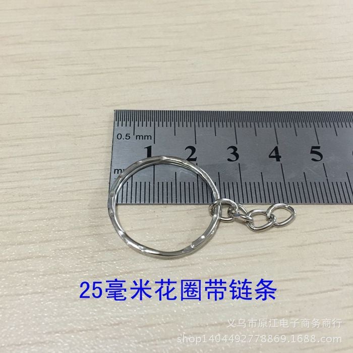 Key chain accessories 2.4-3.0cm keychain material flat ring circle double ring wholesale 25mm wreath with chain 1 