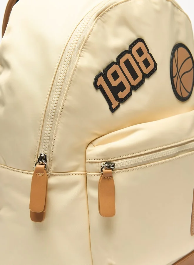 لي كوبر Women Applique Detail Backpack with Adjustable Straps and Zip Closure - 30x13x41 cm