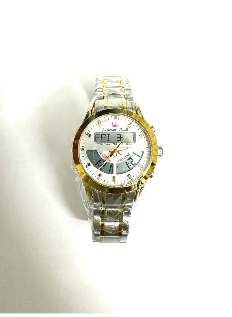 Al Salah Watches For Men's And Women Azan Prayer Water Resistant Stainless Steel Wrist Digital Watch - Image 1