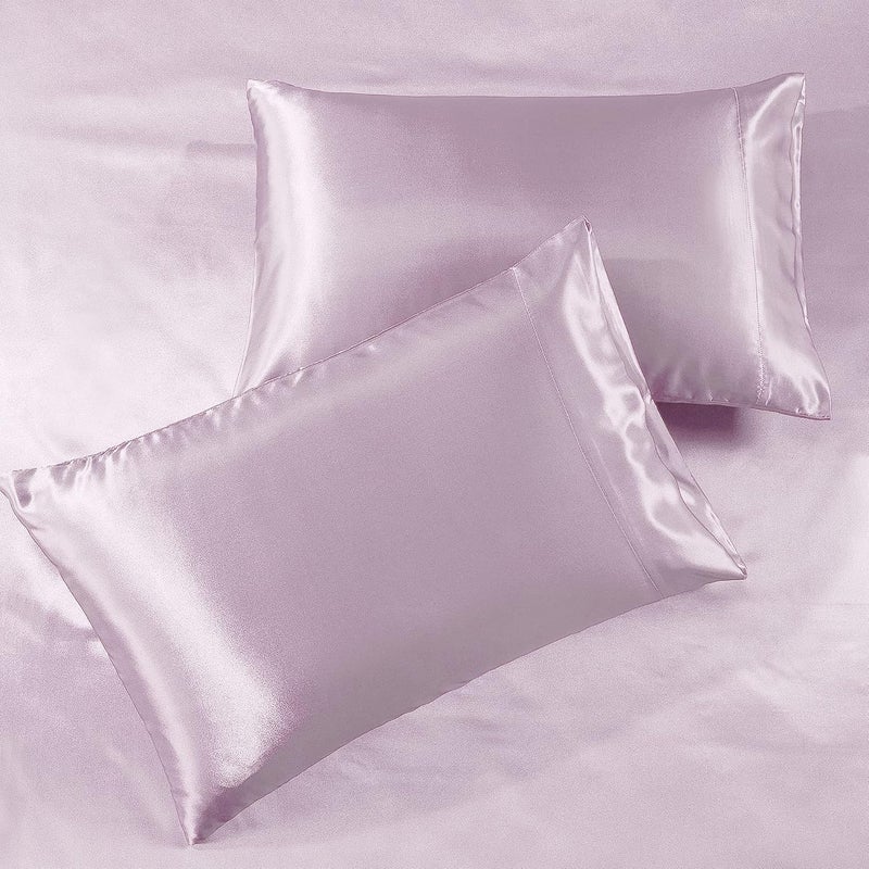 Pure Bedding Satin Sheets King [4-Piece, Champagne Pink] Hotel Luxury Silky Bed Sheets - Extra Soft 1800 Microfiber Sheet Set, Wrinkle, Fade, Deep Pocket Fitted Sheet, Flat Sheet, Pillow Cases - Image 2