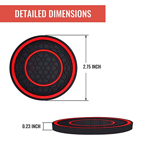 STEZHOU Car Cup Coasters - 2 Pack 2.75 Inch Diameter Universal Auto Anti Slip Cup Holder Insert Coaster, Suitable for Most Car Interior Accessories(Red) - Image 2