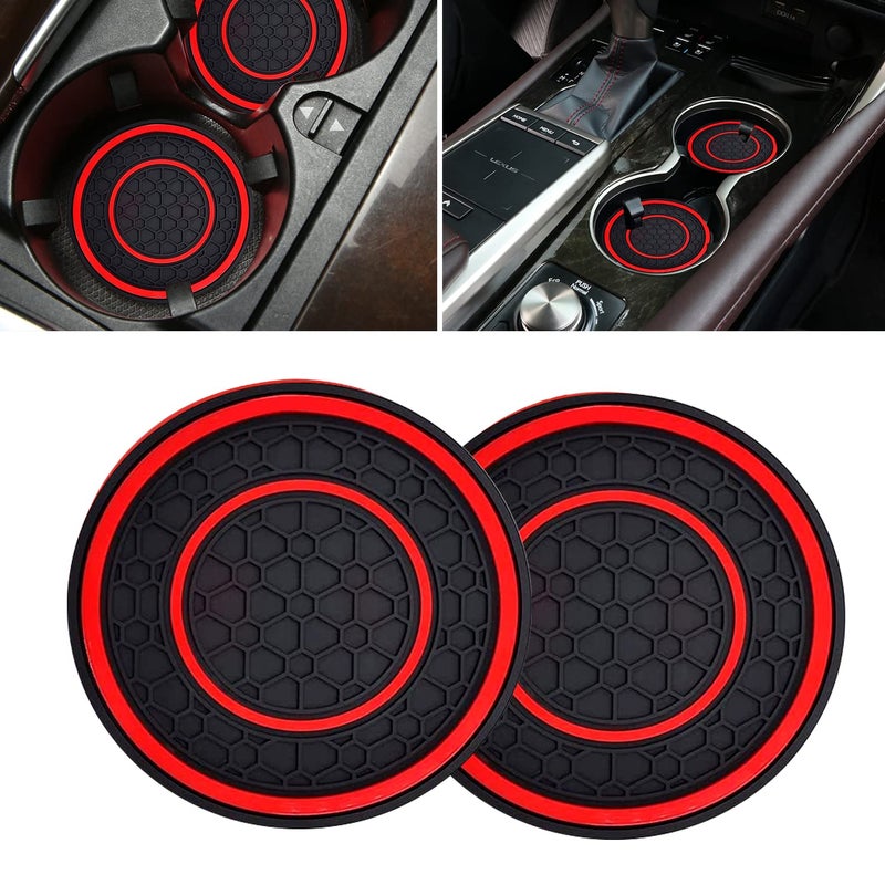 STEZHOU Car Cup Coasters - 2 Pack 2.75 Inch Diameter Universal Auto Anti Slip Cup Holder Insert Coaster, Suitable for Most Car Interior Accessories(Red) - Image 4