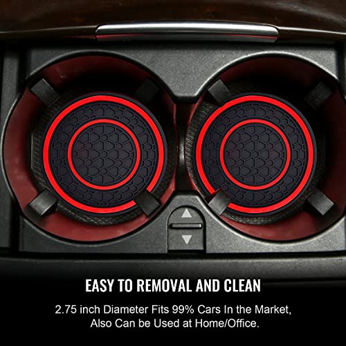 STEZHOU Car Cup Coasters - 2 Pack 2.75 Inch Diameter Universal Auto Anti Slip Cup Holder Insert Coaster, Suitable for Most Car Interior Accessories(Red) - Image 5