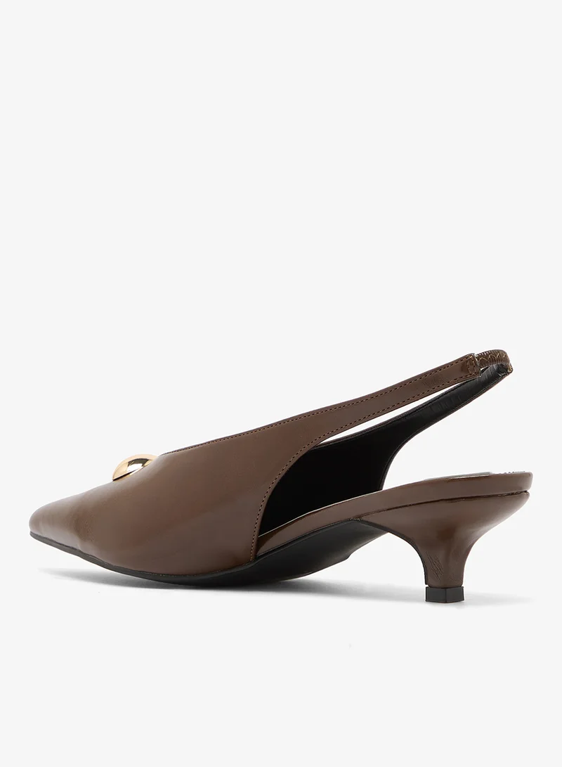 Raid BROWN PU Terra Slingback Kitten Heel Pumps for Women | Best Price UAE