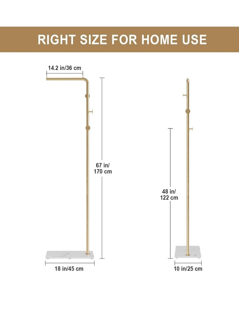 Bluejw Metal Coat Rack Freestanding with Natural Marble Base 67” 170cm Entryway Coats Hanger Stand with 3 Hooks, Home Bedroom Hotel Hall Tree for Coats, Hats, Scarves, Clothes, and Handbags - Image 5