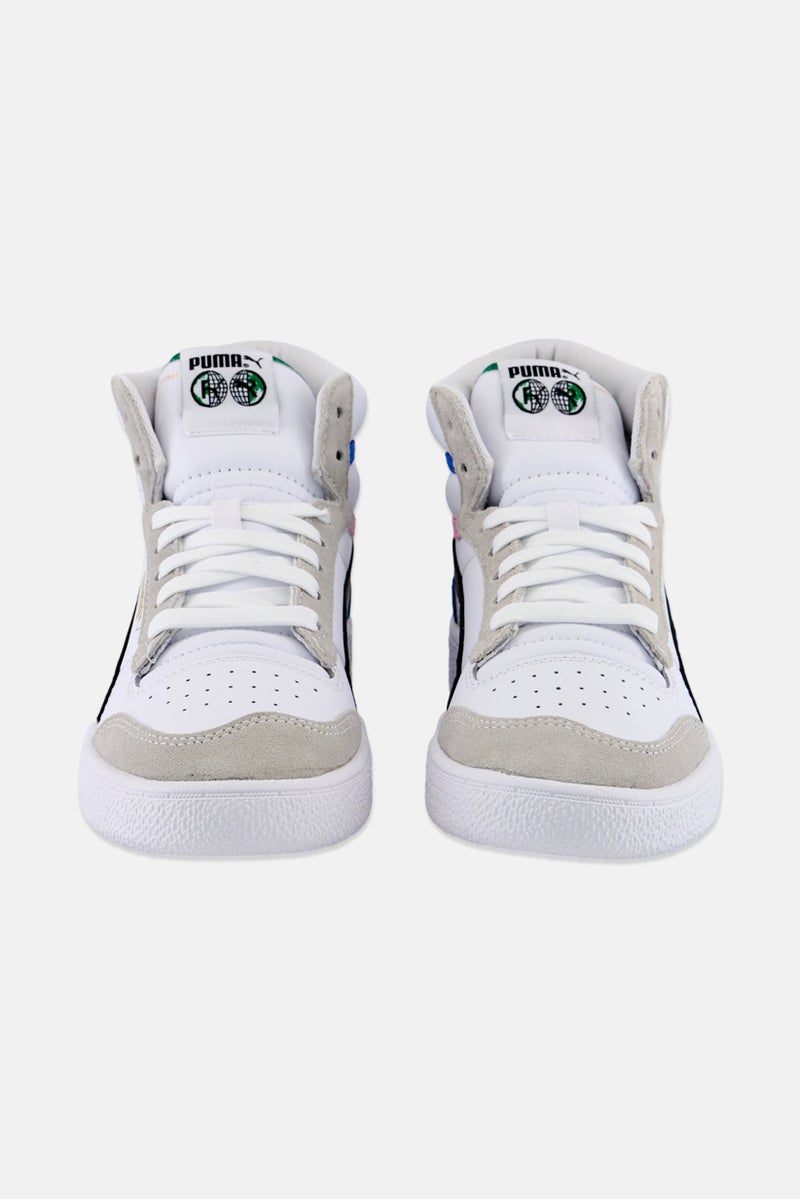 PUMA Kids Boy Ralph Sampson Mid Lace Up Outdoors Shoes, White - Image 3