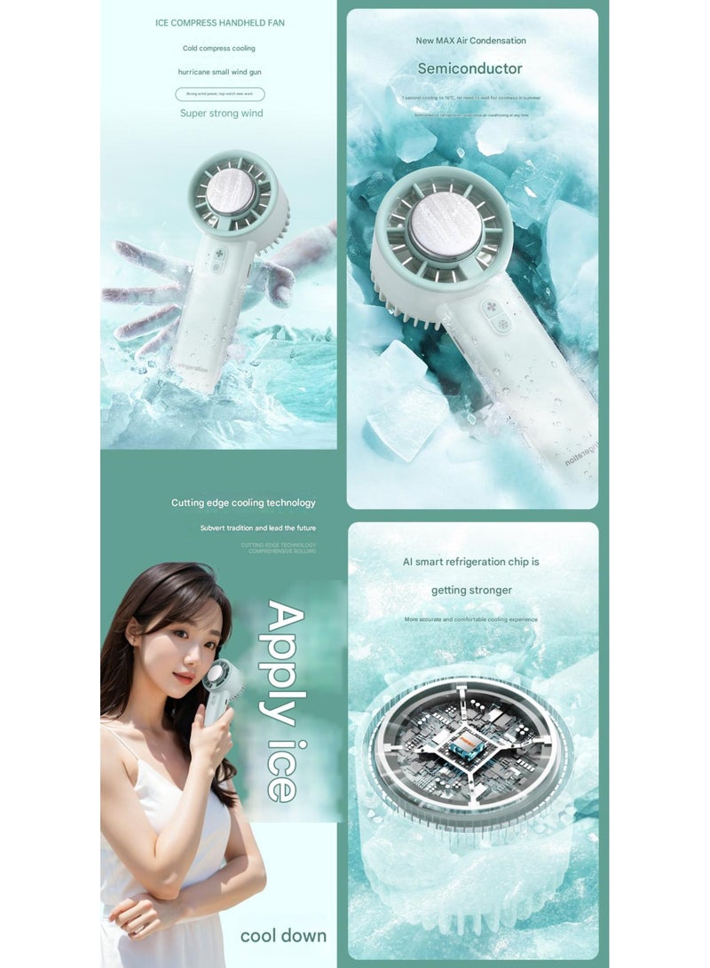 Portable USB Rechargeable Mini Fan, 1500mAh Battery, AI Smart Cooling Technology, Ice Pack Compatible, long endurance mini handheld fan，Ice pack cooling small fan  - Image 4