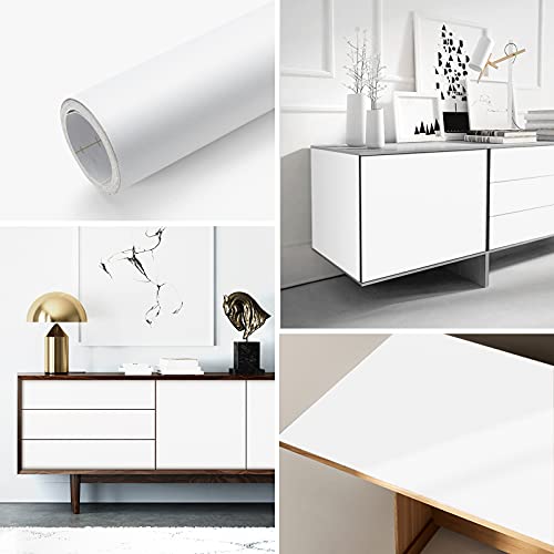 seonta 16"x78.7" Matte White Wallpaper Peel and Stick Contact Paper Self Adhesive Removable Warpping Decorative Vinyl Film Waterproof Wall Paper for Walls Countertop Cabinets Furniture - Image 4