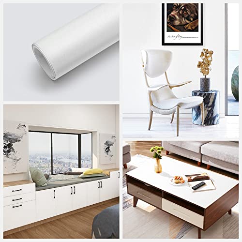 seonta 16"x78.7" Matte White Wallpaper Peel and Stick Contact Paper Self Adhesive Removable Warpping Decorative Vinyl Film Waterproof Wall Paper for Walls Countertop Cabinets Furniture - Image 5
