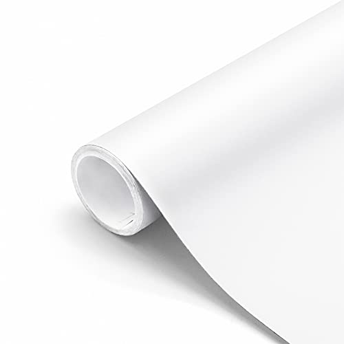 seonta 16"x78.7" Matte White Wallpaper Peel and Stick Contact Paper Self Adhesive Removable Warpping Decorative Vinyl Film Waterproof Wall Paper for Walls Countertop Cabinets Furniture - Image 1