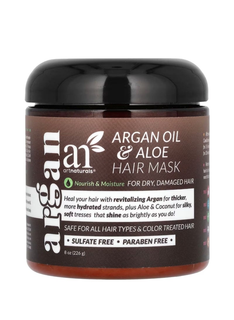 artnaturals Argan Oil & Aloe Hair Mask For Dry Damaged Hair 8 oz (226 g) - Image 1