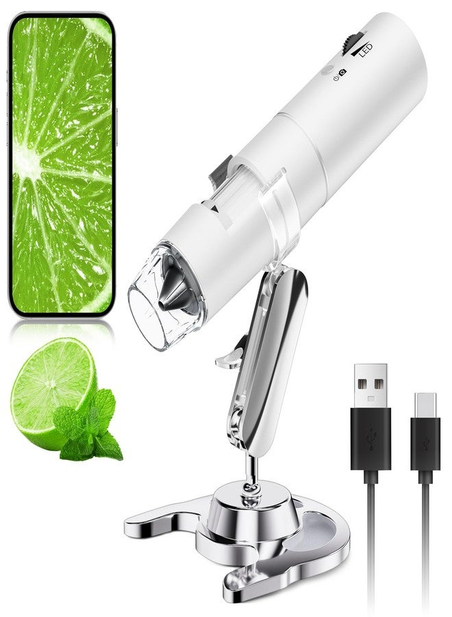 Skybasic Wireless Digital Microscope, Skybasic 50X-1000X Magnification WiFi Pocket Handheld Microscopes with Stand HD USB Microscope Camera Compatible with iPhone Android iPad Windows Mac Computer (White) - Image 1