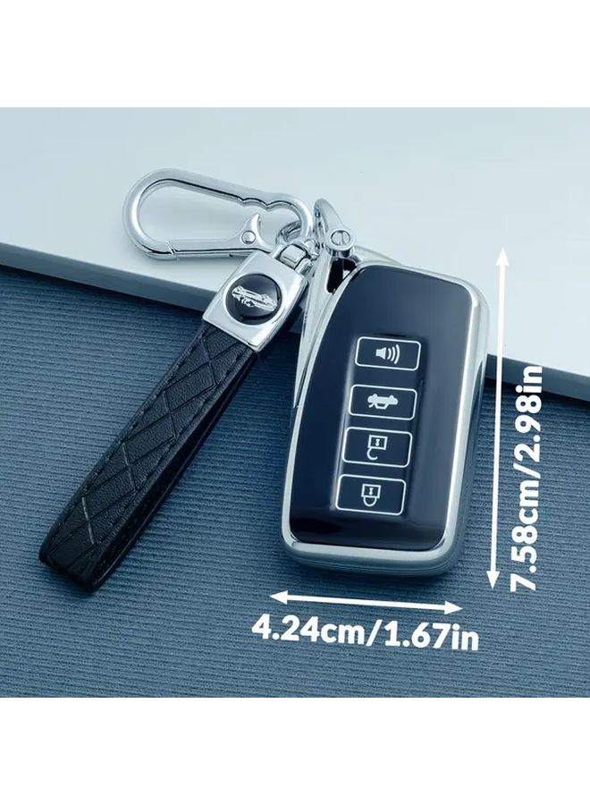 Black TPU Key Fob Cover With Keychain For Lexus RX ES GS LS NX GX LX RC LC - Image 2