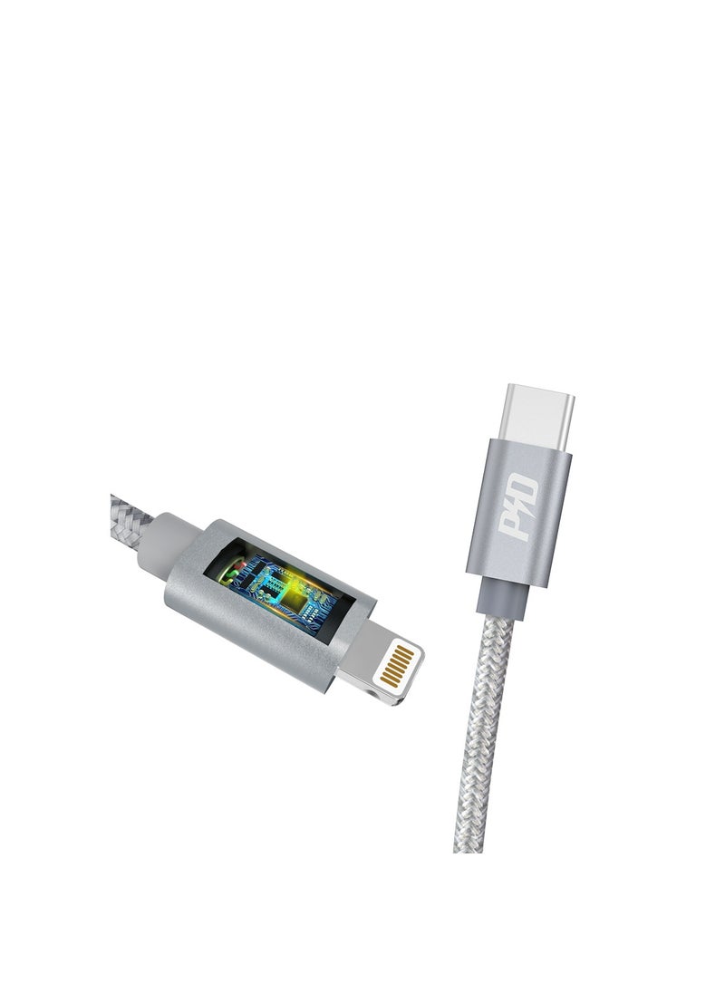 DUDAO INET iPhone Charger Cable USB C to Lightning  Cable Fast Charging Power Delivery PD 45W Compatible for iPhone 14/14 Pro/14 Plus/14 Pro Max, iPad Pro, iPhone 8-13 All Series (1M) Gray - L5Pro  - Image 2