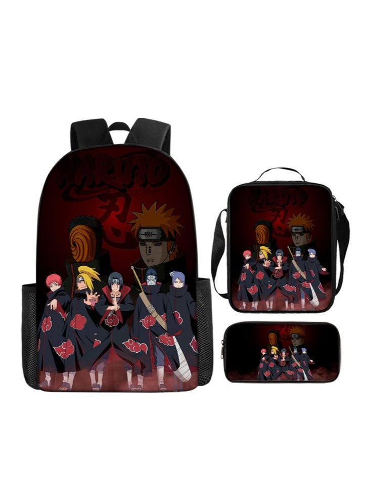 Naruto The new Naruto backpack, pencil case, shoulder bag, three-piece suit, men's and women's leisure sports travel backpack, student school backpack - Image 1