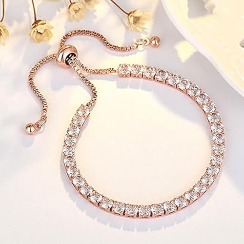 Zytiqt 2PCS Bracelets for Women Stylish, Adjustable Sliding Clasp White and Rose Gold Finish, Elegant Design for Casual and Formal Wear, Ideal Gift for Various Occasions - Image 3