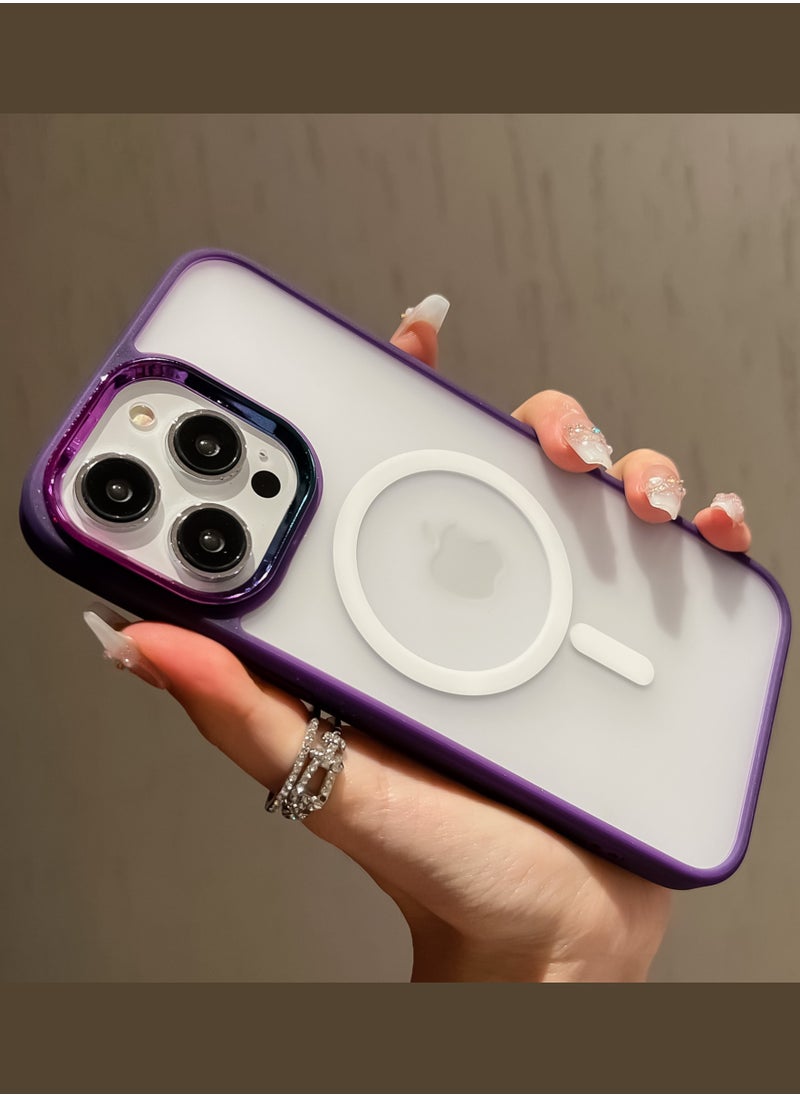 OQUERA iPhone 15 Plus Magsafe Case Transparent Purple【N52 Stronger Magnets】【Shockproof Military-Grade Protection】iPhone 15 Plus Cover Anti-Yellow & Anti-Scratch, Ultra Slim, Magnetic Cover for 15 Plus Transparent Purple  - Image 1