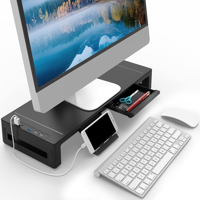 Genérico Monitor Stand – Adjustable in Height, Ergonomic Desk Organizer Stand – for Printer PC TV Screen Home Bedroom Hotel Apartment Room - Image 4