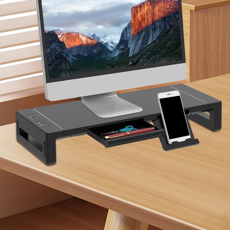 Genérico Monitor Stand – Adjustable in Height, Ergonomic Desk Organizer Stand – for Printer PC TV Screen Home Bedroom Hotel Apartment Room - Image 2