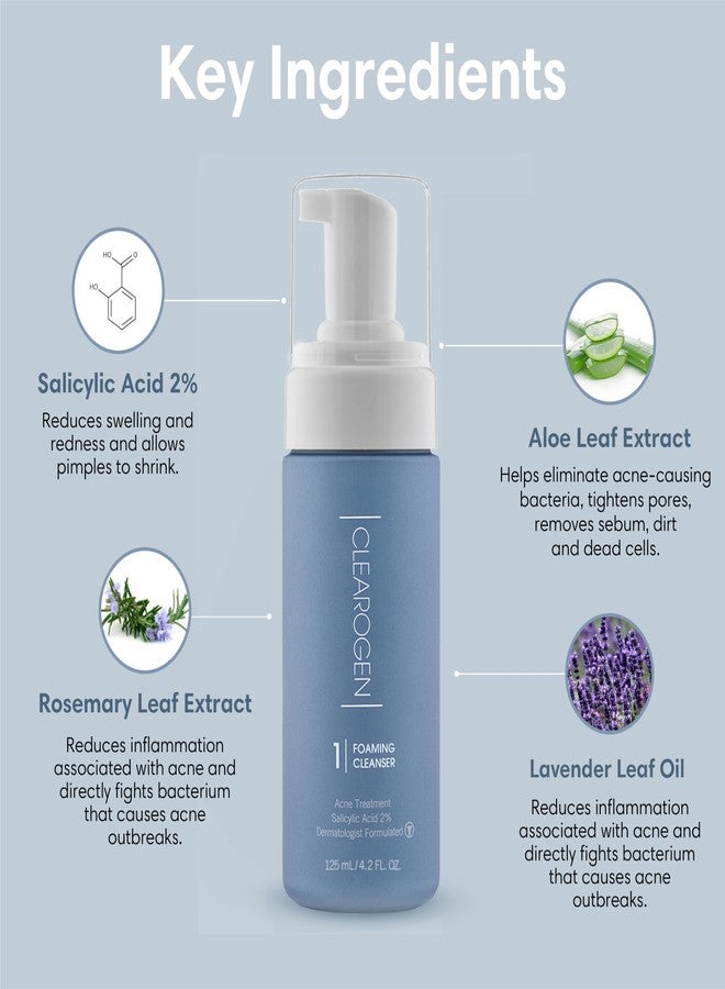 Clearogen منظف الوجه الرغوي كليروجين، غسول وجه للنساء/الرجال، غسول وجه، صابون وجه، منظف حب الشباب، غسول وجه، غسول وجه رغوي - Image 3
