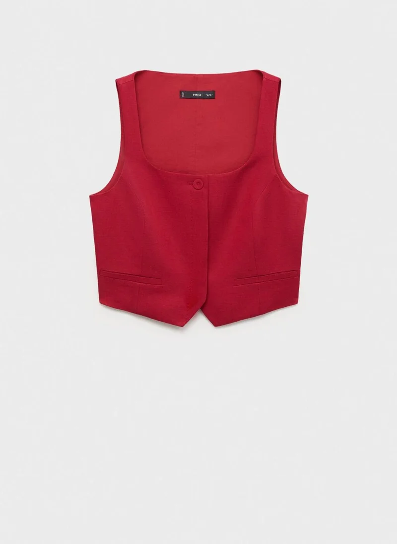 MANGO Linen-Blend Suit Waistcoat