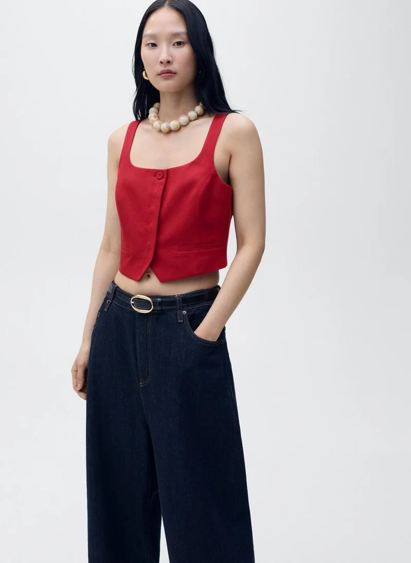 مانجو Linen-Blend Suit Waistcoat