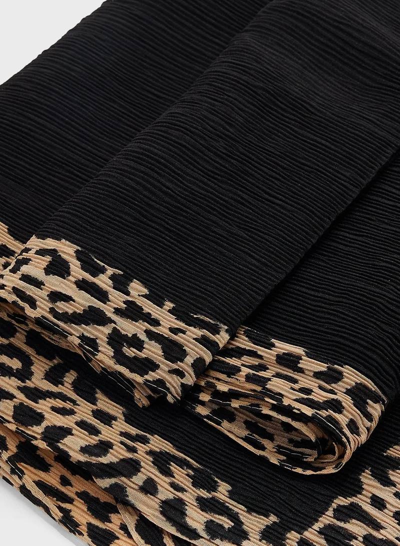 Khizana black Leopard Print Long Hijab Scarf for Women | Best Price UAE