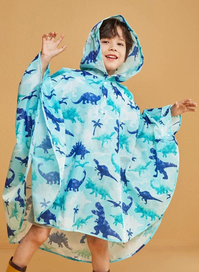 WAWSAM Lightweight Boys&Girls Rain Poncho Waterproof Toddler Raincoat Reusable Kids Portable Dinosaur Rain Slicker Outwear with Pouch Youth Rainbow Rain Jacket with Hood for School Travel Camping - Image 2