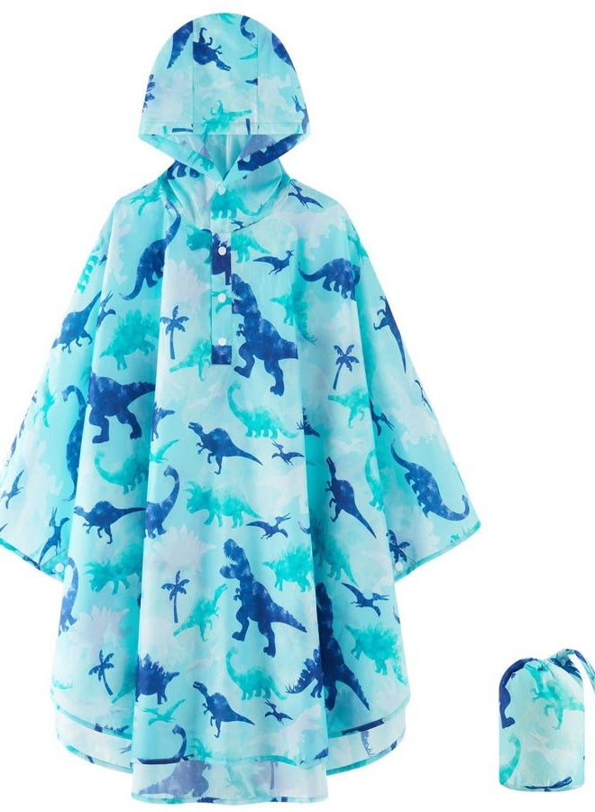 WAWSAM Lightweight Boys&Girls Rain Poncho Waterproof Toddler Raincoat Reusable Kids Portable Dinosaur Rain Slicker Outwear with Pouch Youth Rainbow Rain Jacket with Hood for School Travel Camping - Image 1