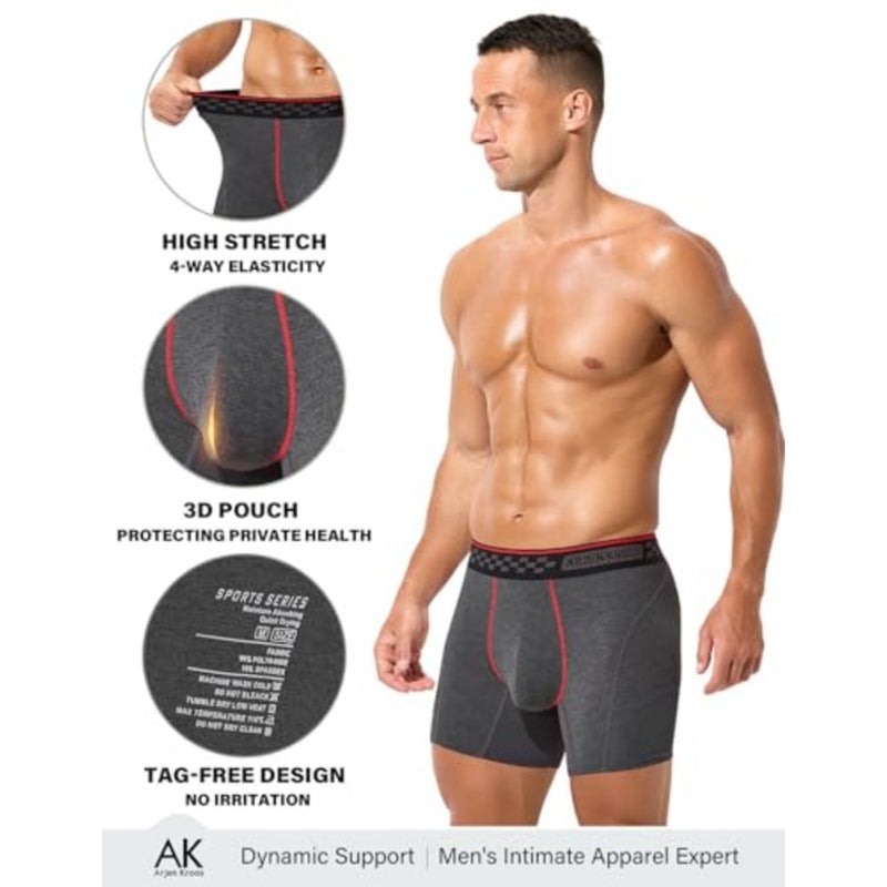 Arjen Kroos Men's Bamboo Viscose Boxer Briefs 3 Pack Moisture Wicking Cooling Silky Athletic Underwear - Image 5
